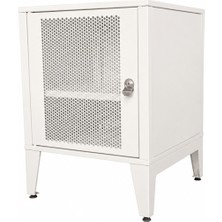 Alfafonet Ziglat Serisi Kilitli Metal Home Office Dolabı %70 Perfore Kapaklı Mat Beyaz 450x600x450 mm