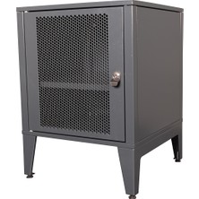 Alfafonet Ziglat Serisi Kilitli Metal Home Office Dolabı %70 Perfore Kapaklı Antrasit Gri 450x600x450 mm