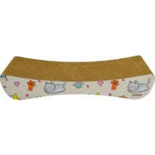 Larskas Kedi Tırmalama Tahtası, Sevimli Kedi Desenli, Xsmall Boy 43X7X21 cm