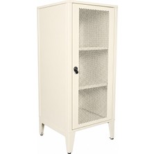 Alfafonet Ziglat Serisi Kilitli Metal Home Office Dolabı %70 Perfore Kapaklı Mat Beyaz 450x1050x450 mm