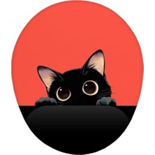 Larskas Kırmızı Renkli Kedi Tasarım Bilek Destekli Mouse Pad