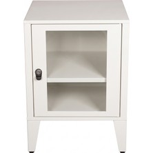 Alfafonet Ziglat Serisi Kilitli Metal Home Office Dolabı Cam Kapaklı Mat Beyaz 450x600x450 mm