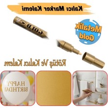 MarkEntegra Metalik Yaldızlı Gold Markör Kalemi - Kalıcı Yazı Için