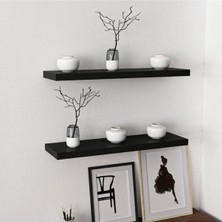 Empressco Şık Siyah Duvar Rafı Çift Set, Modern Uçan Tasarım, Dayanıklı ve Kullanışlı