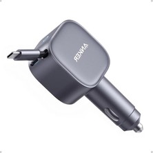 MarkEntegra Anker Nano Usb-C Araç Şarj Cihazı, 75W, Ultra Kompakt Type-C Hızlı Şarj Cihazı, Entegre Geri Çekilebilir Kablo, Gri - A2738