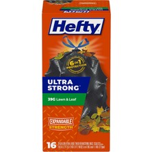 Karahanbey Hefty Ultra Güçlü Çim ve Yaprak Büyük Çöp Torbaları, 39 Galon, 16 Adet