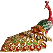 Kristal Taşlı Metal Tavus Kuşu Biblo – Dekoratif ve Şık Aksesuar