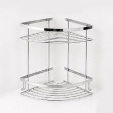Iki Katlı Krom Şampuanlık 18X18 cm Paslanmaz Banyo Rafı Duş Içi Köşe Düzenleyici Organizer