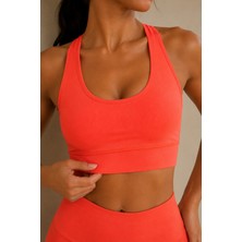 Quhox Kadın Koyu Turuncu Sporcu Sütyeni Crop Top