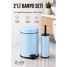 Sas Haus Pedallı Çöp Kovası 3 Litre Iç Kovalı Kapaklı Tuvalet Fırçalı Banyo Seti Krom - Titan 7103