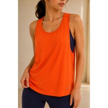 Quhox Kadın Turuncu Sırt Dekolteli Racerback Spor Atlet