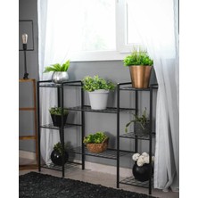 Dekoratif Metal Ayaklı 8 Tel Raflı Saksılık Katlı Saksı Standı Çiçeklik Garden