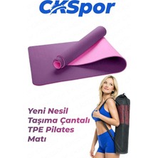 Ckspor 6 mm Tpe Kaymaz Pilates Yoga Matı, 180X60 Cm, Taşıma Çantalı, Mor