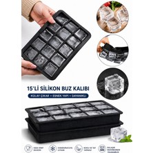 Ermaslicon 15 Bölmeli Büyük Boy Silikon Buz Kalıbı Silikon Kare Buzluk Kokteyl Sunum Buz Kalıbı Et Suyu Saklama