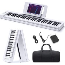 Donner Dp-06 Katlanabilir Piyano, 61 Tuşlu Tam Boy Yarı Ağırlıklı Klavye, Bluetooth Taşınabilir E-Piyano, Yeni Başlayanlar Için, Çantalı
