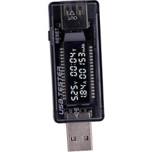 Hellery USB Metre Gerilim Akım Pil Voltmetre Ampermetre, 3'ü 1 Arada Siyah