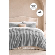 Evien Home Kürk Bubble Battaniye Tek Kişilik Peluş Tavşan Tüyü Yumuşak 180X220 cm
