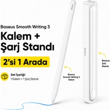 BASEUSONLINE Baseus Smooth Writing 3 Wireless Şarjlı iPad Kalemi + Manyetik Şarj Standı 2'si 1 Arada Set - Avuç Içi Reddi, Eğim Hassasiyeti Palm Rejection