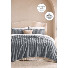 Evien Home Kürk Bubble Battaniye Tek Kişilik Peluş Tavşan Tüyü Yumuşak 180X220 cm