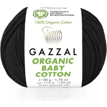 Gazzal Organic Baby Cotton 50GR - Örgü Yünü 430 Siyah