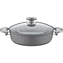 Oms Granit Karnıyarık Tencere 22X7 Gri Cam Kapak - 152.3310.01.02-22-GRİ