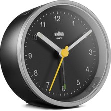 Braun Klasik Analog Çalar Saat, Erteleme Fonksiyonlu ve Işıklı, Sessiz Kuvars Saat Mekanizması, Siyah ve Gümüş Renkte Crescendo Alarmı, BC12SB Modeli