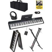 Midex PLX-120BK-ST Katlanır Taşınabilir Dijital Piyano Tuş Hassasiyetli Full Set