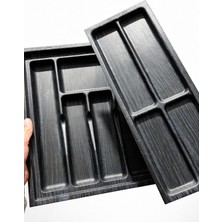 Plastik Mutfak Çekmece Düzenleyici, Siyah, 2 Parçalı Set, Kaşıklık Organizer, 35X45 cm