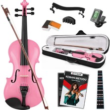 Fourtune Dante VL-200PK 4/4 Akustik Pembe Keman Seti (Tam Boy) (Pembe)