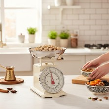 Amberhaus Retro Tasarım Analog Mutfak Terazisi - 2 kg Kapasiteli Mekanik Gıda Tartısı - Çıkarılabilir Gümüş Kaseli ve Ibreli Vintage Mutfak Tartısı