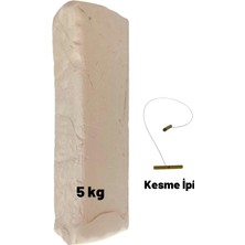 Dsh Doğal Seramik Hamuru Beyaz Seramik Hamuru, Doğal Kil Çamuru, Oyun Hamuru, 5 Kg, Çamur Kesme Teli-Ipi Beyaz