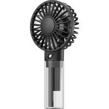 Warmco K31 Su Püskürtmeli Şarjlı El Vantilatörü Taşınabilir Masaüstü Standlı 3 Kademeli Serinletici Mini Soğutucu Fan Siyah