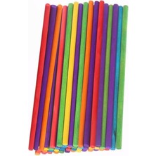Artlantis Renkli Ince Ahşap Yuvarlak Çubuk 15 cm 30 Lu 1 Paket Okul Öncesi Sınıf Tasarım Etkinlik Hobi