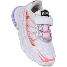 Kiko Kids Style Faylon Taban Günlük Cırtlı Kız Çocuk Spor Ayakkabı Beyaz - Şeker