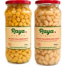 Raya Organik Organik Haşlanmış Nohut 400 gr - Organik Haşlanmış Fasulye 400 gr 2'li Set