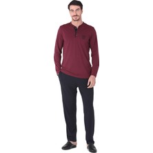 D'S Damat Erkek Pijama Takımı Bordo Renkli Rahat ve Şık Tasarım S Beden