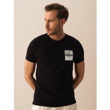 Xint Erkek Siyah Pamuk Dokulu Slim Fit Tişört