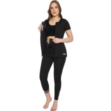Fit1beden Agraflı Termal Sauna Tayt+Yarım Kollu Fermuarlı Termal Sauna Body Sıkılaştırıcı Inceltici