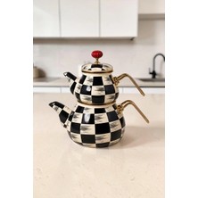 Bereketli Store Acar Kitchen Beyond Emaye Qualita King Dama Desenli 27 cm Çaydanlık – Şık ve Dekoratif Çaydanlık