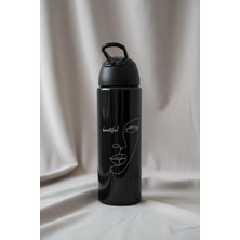 Bereketli Store Minimal Tasarımlı 700 ml Kadın Desenli Suluk Matara | Soğuk Içecek Şişesi