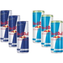 Red Bull Enerji Içeceği 250 ml Normal ve Şekersiz 6 Li Karma Paket