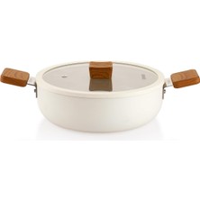 Schafer Ceramoni Seramik Basık Tencere 24 Cm-Krem