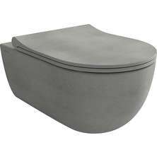 Bocchı BOCCHI V-TONDO RIMLESS ASMA KLOZET KAPAK DAHİL - MAT  BETON
