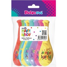 Balon Evi 4+0 Superstar Bırthday Baskılı Balon 8'li