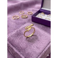 Singularis Kadın Gold Medikal Alaşım Minimal Yılan Figürlü Yüzük - Lüks Eklem ve Kombin Yüzüğü