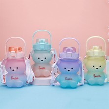 Çılgıntrend Ayıcık Motivasyon Renkli Akrilik Matara Suluk Sticker  Pipetli
