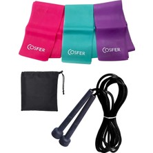 Empressco Çantalı 3’lü Pilates Lastiği ve Atlama Ipi Seti, Çok Yönlü Spor Seti