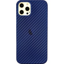 Hayat Store Apple Iphone 12 Pro Max Kılıf Karbon Pp Silikon - Mavi