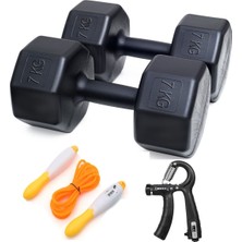 Empressco 14 kg Dambıl Seti, Ayarlanabilir El Yayı ve Atlama Ipi, Pratik Spor Aleti