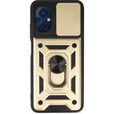 Hayat Store Xiaomi Poco M5 Kılıf Pars Lens Yüzüklü Silikon - Gold